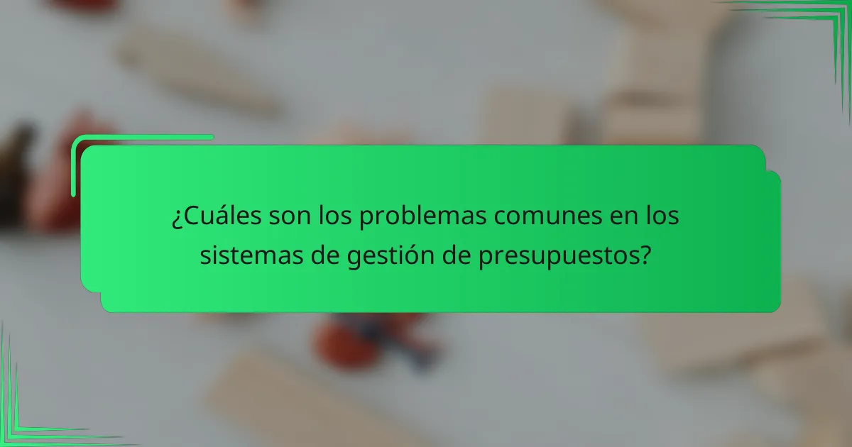 ¿Cuáles son los problemas comunes en los sistemas de gestión de presupuestos?